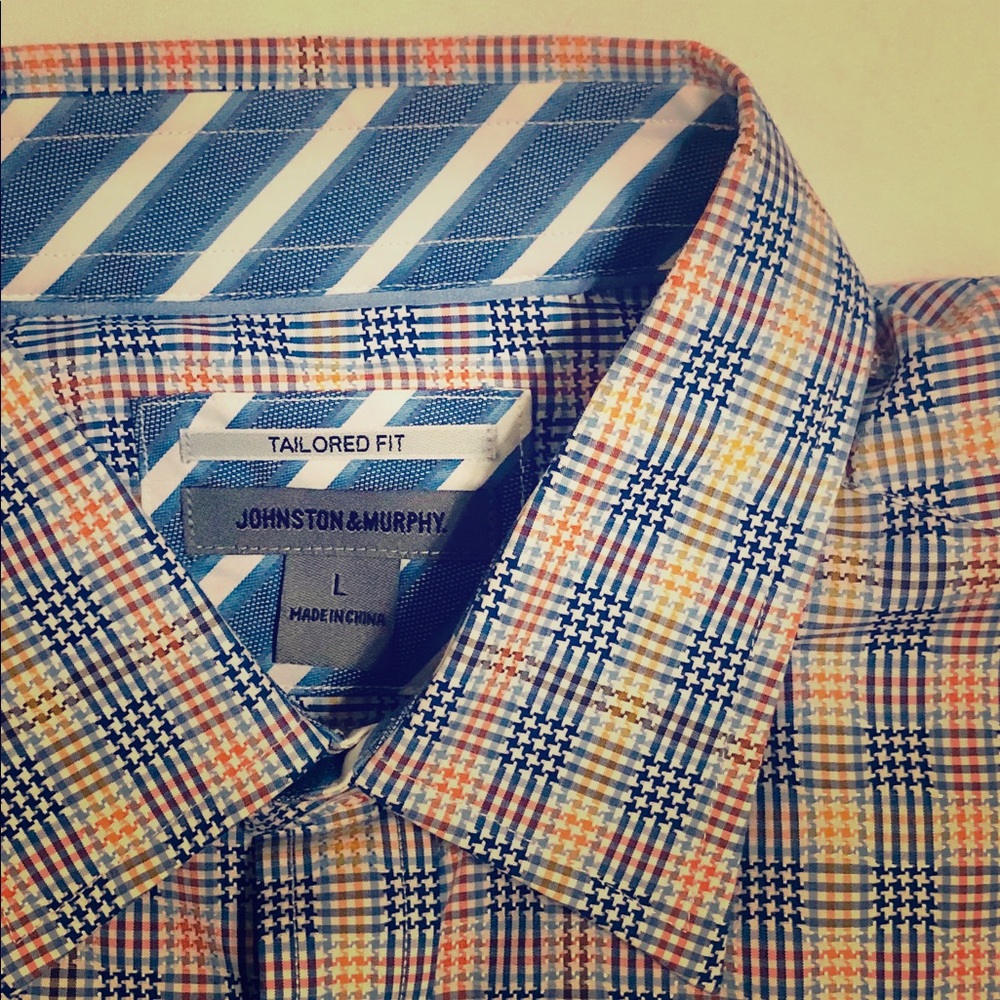 Johnston and Murphy tailored windowpane shirt L